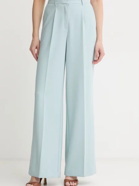 BOSS Orange pantaloni wide leg pentru femei albastru