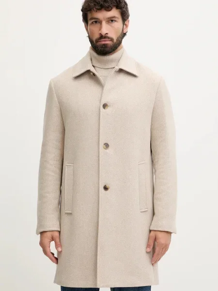 Палто с вълна United Colors of Benetton бежово