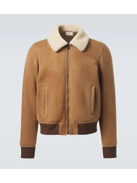 Geacă Saint Laurent din piele de căprioară bej