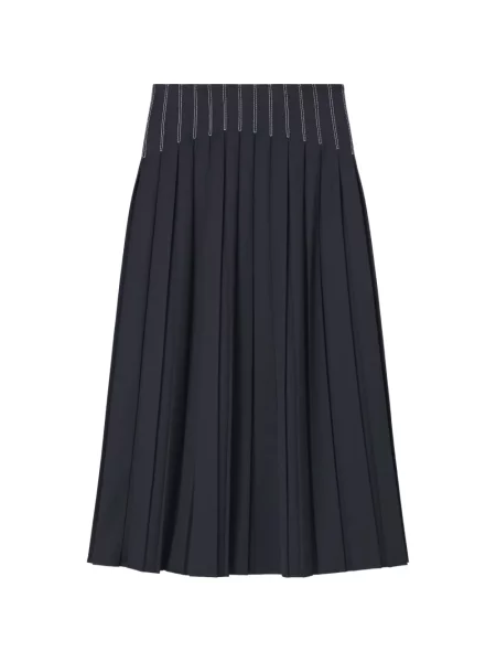 Fusta plisata Tory Burch de lână plisată negru