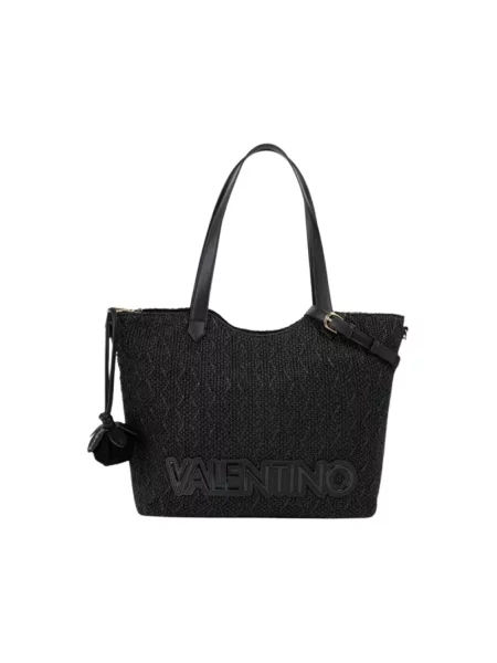 Lniana torebka Valentino By Mario Valentino czarna