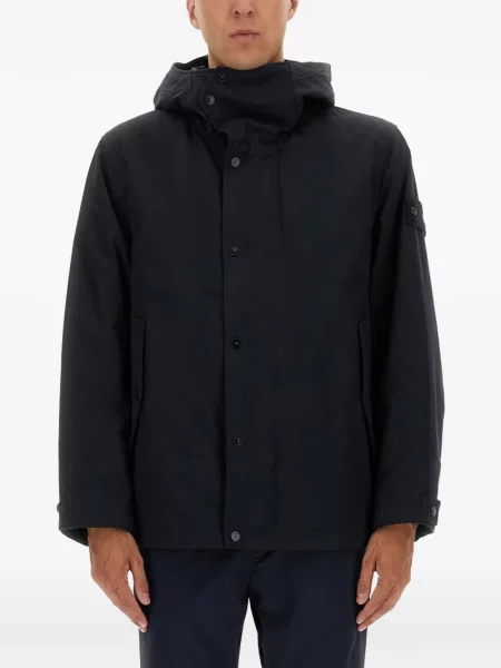 Geacă Stone Island cu glugă cu strasuri negru
