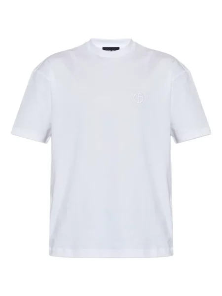Tricou Giorgio Armani cu broderie cu decolteu rotund alb