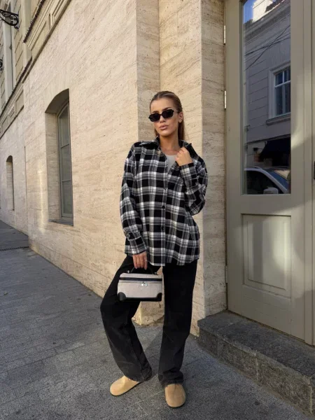 Рубашка в клетку Uaclothes черная