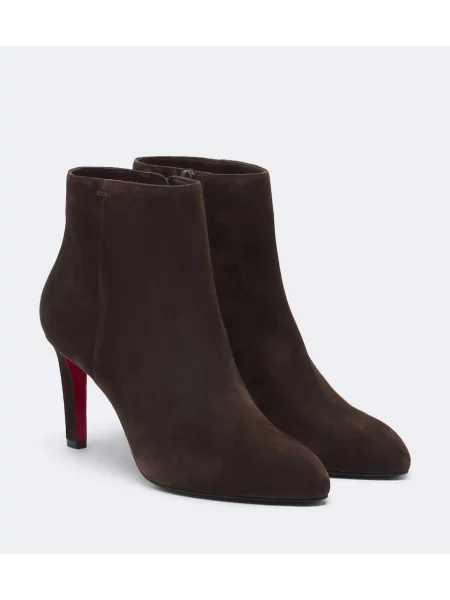 Cizme scurte Christian Louboutin din piele de căprioară maro