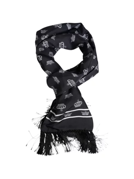 Fular Dolce & Gabbana cu franjuri negru