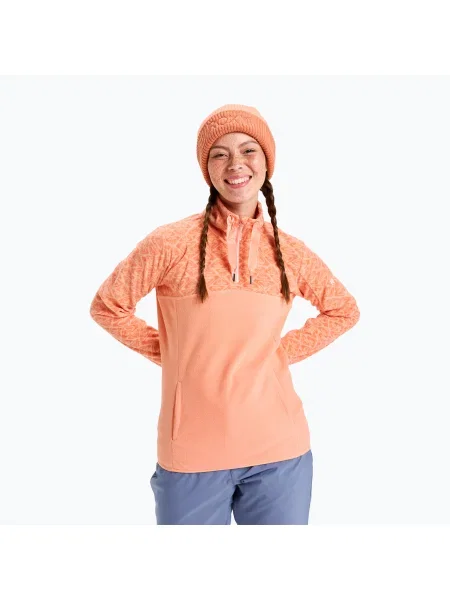 Hanorac pentru femei ROXY Sayna Half Zip peach pink roxygram tonal roz