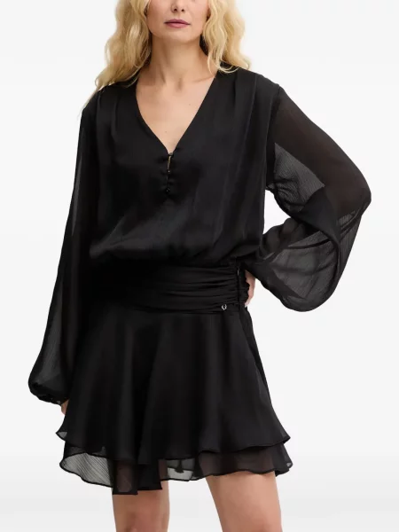 Lung rochie mini Guess cu decolteu în V negru