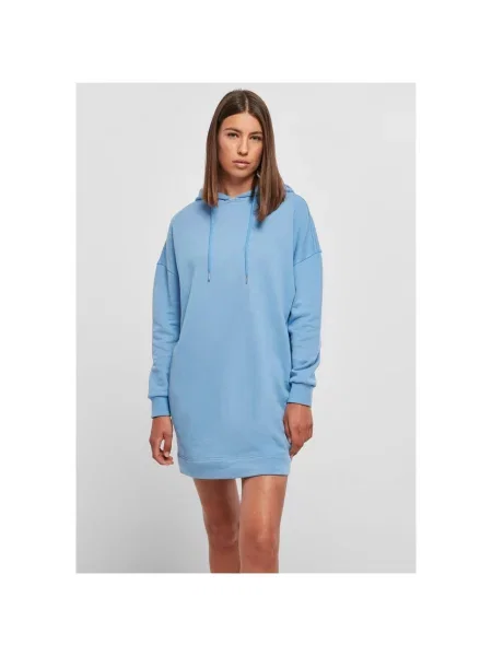 Sukienka mini Urban Classics z kapturem frotte niebieska