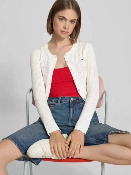 Tommy Jeans kardigan beżowy lekki biały