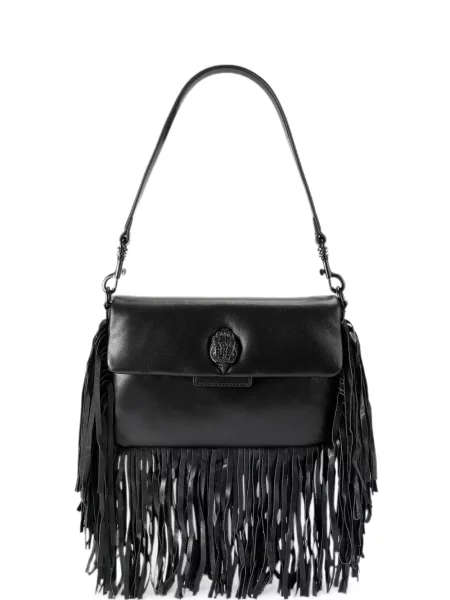 Oxford Kurt Geiger London cu franjuri din țesătură twill negru