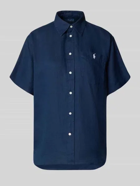 Bluzka koszulowa typu oversized z czystego lnu Polo Ralph Lauren niebieska