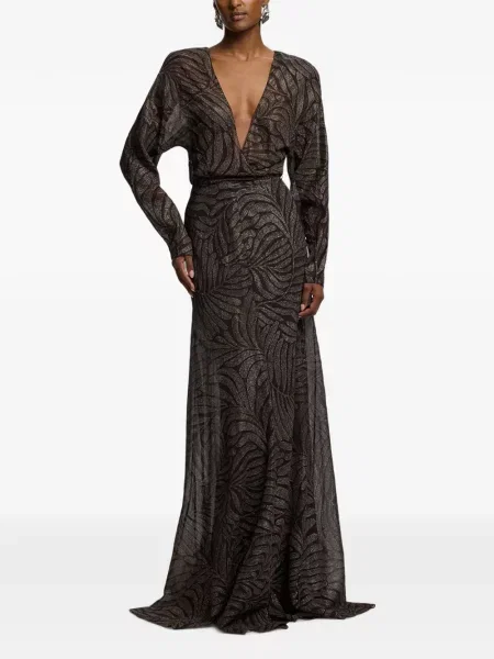 Rochie maxi Ralph Lauren Collection cu decolteu în V maro