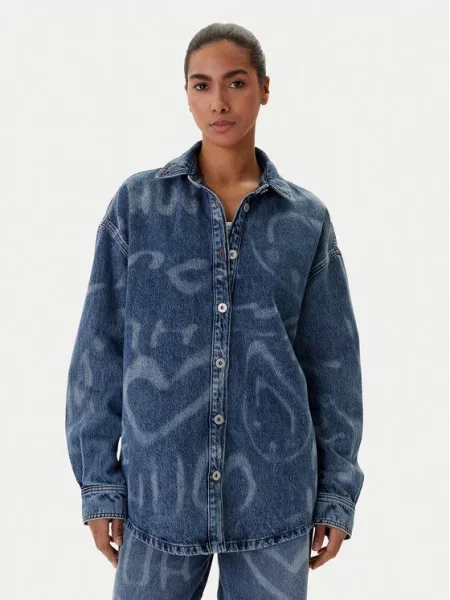 HUGO Koszula jeansowa Oversize niebieski