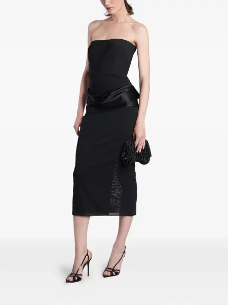 Rochie midi Alex Perry din satin fără bretele negru