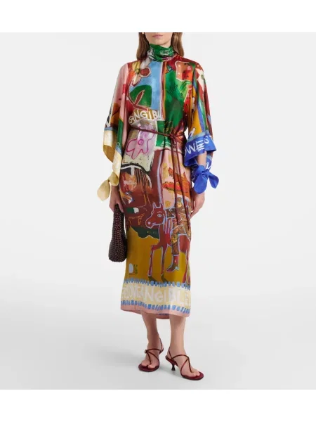 Rochie maxi Alemais de mătase cu imagine