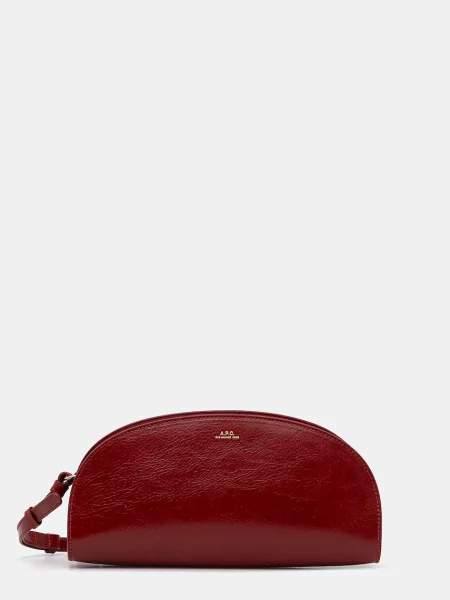 Kožená kabelka A.P.C. sac demi-lune shoulder červená