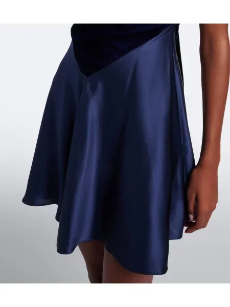 Rochie Rodarte din satin cu volane albastru
