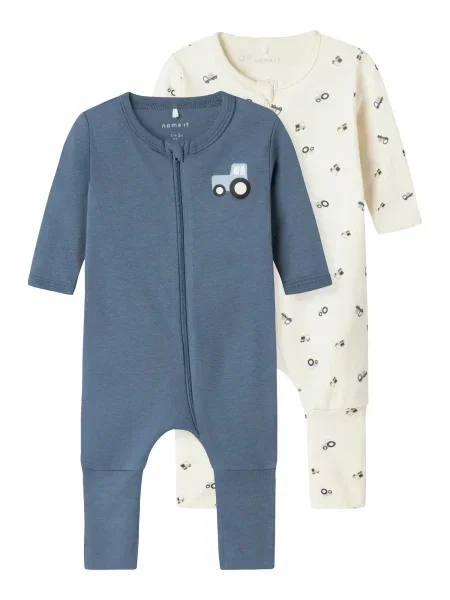 NAME IT Pijamale crem / safir / albastru deschis negru