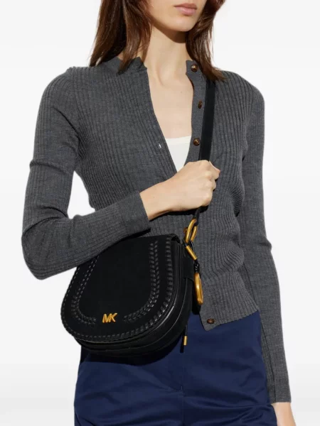 Curea Michael Michael Kors din piele cu autograf verde