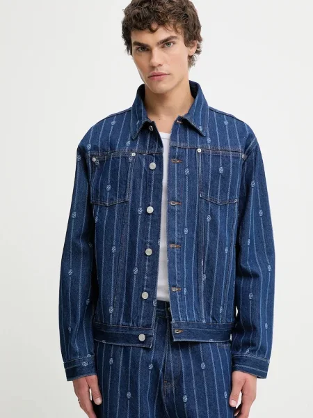 Drôle de Monsieur džínsová bunda pánska La veste Denim Monogramme modrá