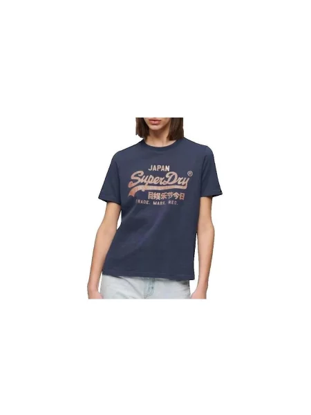 Tricou Superdry cu autograf albastru