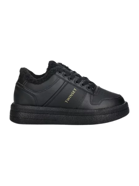 Sneakersy Twinset sznurowane skórzane czarne