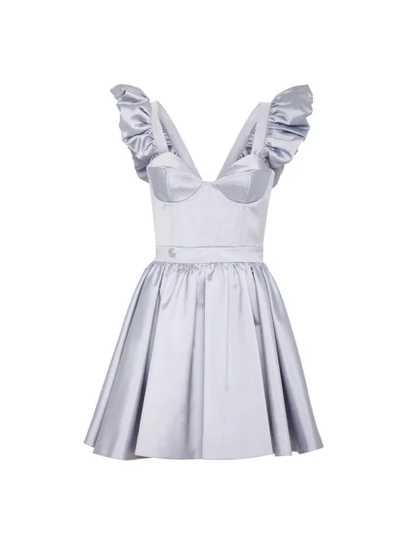 Jedwabna mała sukienka mini Philipp Plein garniturowa fioletowa