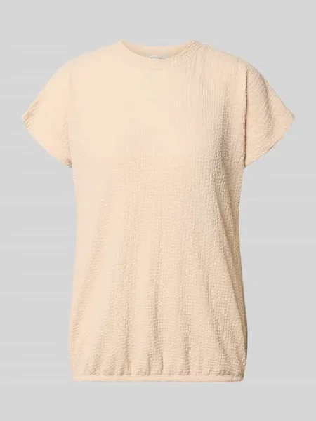 T-shirt z fakturowanym wzorem i okrągłym dekoltem Christian Berg Woman brązowa