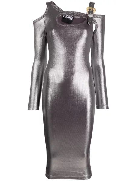 Sukienka jeansowa Versace Jeans Couture garniturowa srebrna