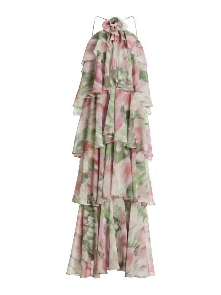 SWING Večerna obleka zelena / roza / staro roza / off-bela bela