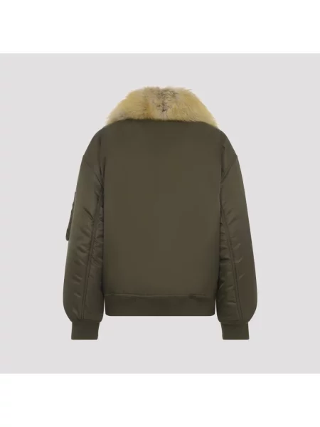 Kurtka skórzana Saint Laurent zielona
