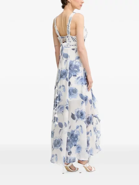 Rochie maxi Guess cu model floral cu imagine alb