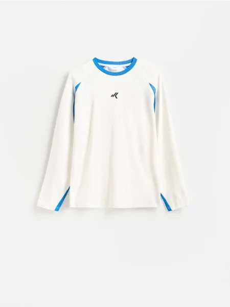 Reserved Tricou cu mânecă lungă din amestec de alb