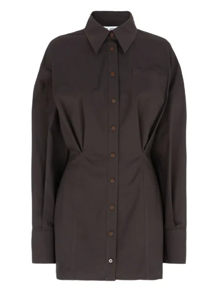 Rochie tip cămașă The Attico lungă de costum maro