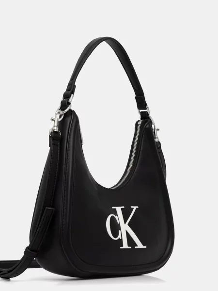 Geantă Calvin Klein Bold Ck Small Crescent negru