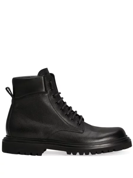 Botine Dolce & Gabbana cu șireturi din piele negru