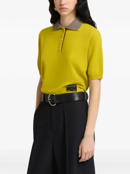 Gulerat tricou polo Marni din cașmir galben