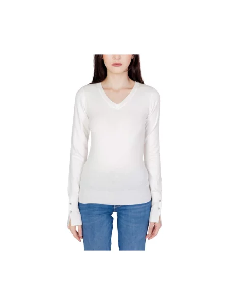 Długi lekki sweter Guess z długim rękawem biały