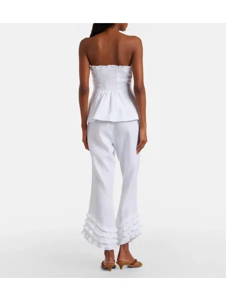Pantaloni Posse de in cu volane alb