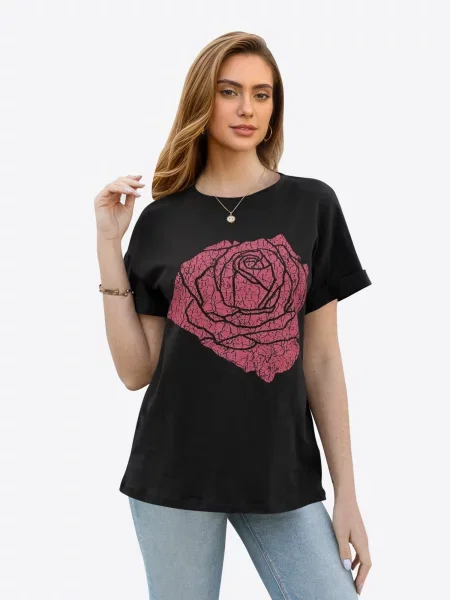 Imily Bela Tricou roșu burgundy negru