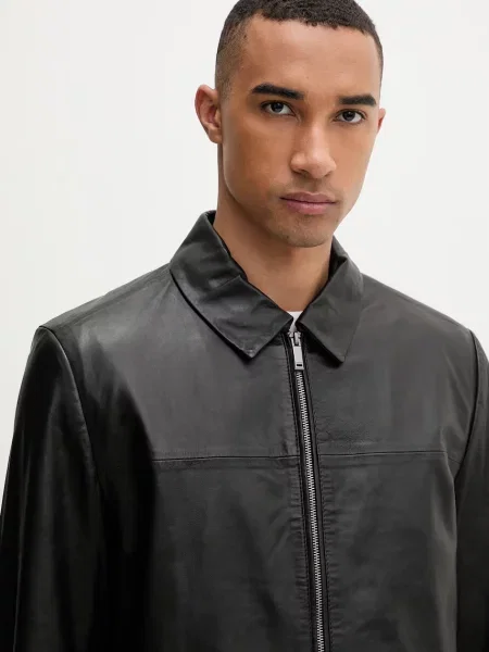 Calvin Klein férfi bőrkabát fekete
