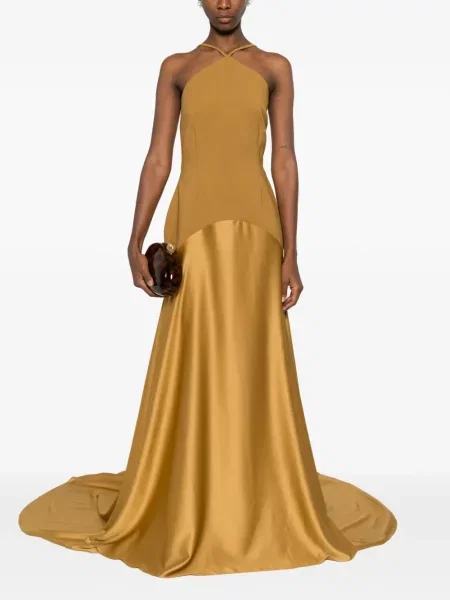 Rochie maxi Solace London de costum auriu
