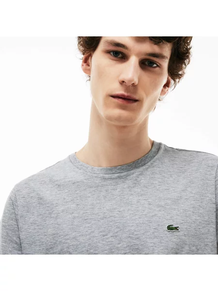 Lacoste T-Shirt Z Okrągłym Dekoltem Z Dżerseju Z Bawełny Pima szara