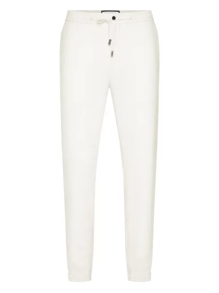 Pantaloni Philipp Plein alergare cu autograf alb