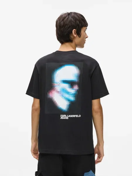 KARL LAGERFELD JEANS Tricou albastru deschis / negru alb