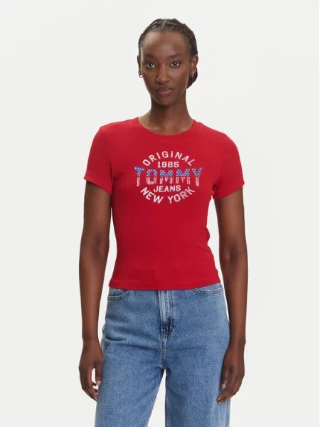 Tričko Tommy Jeans červené