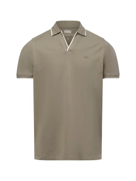 Finshley & Harding London koszulka polo Mężczyźni zielony|biały jednolity S białe