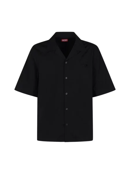 Długa koszula Diesel prążkowana czarna