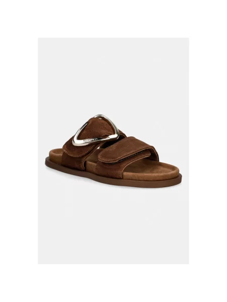 Inuikii klapki nubukowe Dreamer Buckle brązowe
